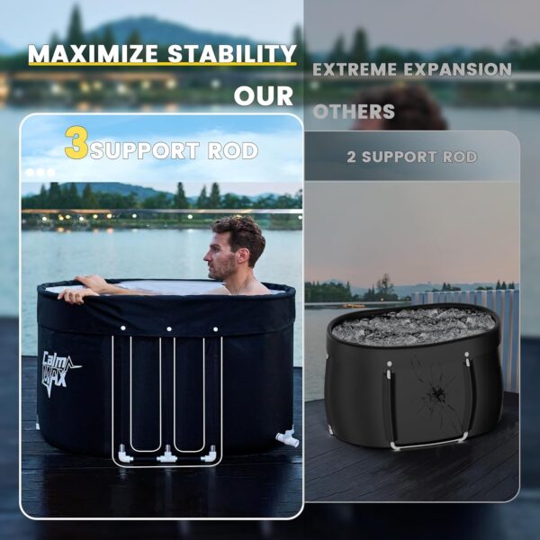 CalmMax Oval Ice Bath Tub with Cover for Athletes XL Portable Cold Plunge Tub for Cold Water Therapy Ice Baths at Home 105 * 70 * 65cm - 130 Gal Capacity Freestanding Bathtubs - Image 2
