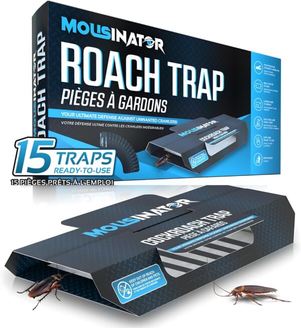 MOUSINATOR Cockroach Traps | 15 PCS | Larger & Multi-Entry Design | Sticky Indoor Cockroach Glue Trap | Easy & Ready-to-Use