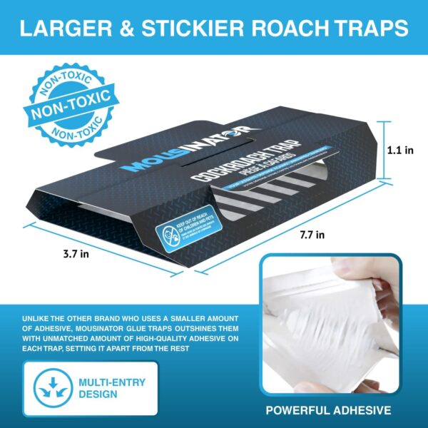 MOUSINATOR Cockroach Traps | 15 PCS | Larger & Multi-Entry Design | Sticky Indoor Cockroach Glue Trap | Easy & Ready-to-Use - Image 2