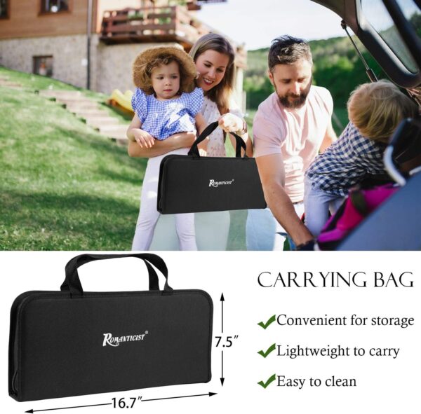 ROMANTICIST 26pcs Grilling Accessories Kit for Men Women, Stainless Steel Heavy Duty BBQ Tools with Glove and Corkscrew, Grill Utensils Set in Portable Canvas Bag for Outdoor,Camping,Backyard,Brown - Image 4