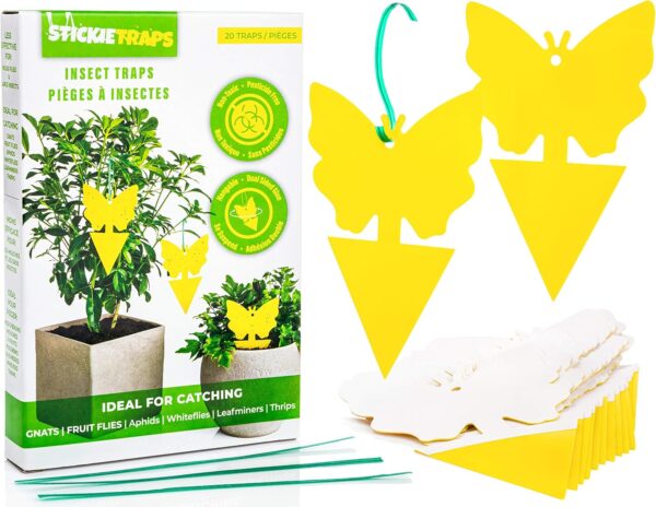 EcoCanucks Sticky Traps (20 Pack) | Sticky Fruit Fly Traps & Gnat Traps | Fungus Gnats, Fruit Flies, Mosquitoes, Flying Insects, Yellow Sticky Insect Traps | Disposable Glue Traps