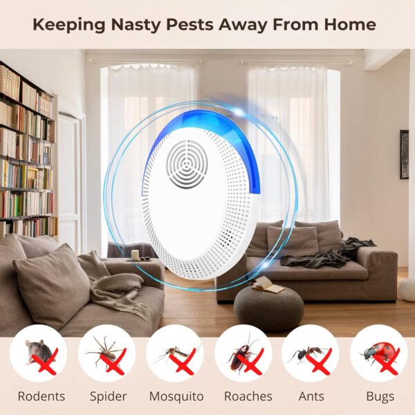 Ultrasonic Pest Repeller Mouse Repellent Plug-in Spider Repellent Indoor Insect Rodent Deterrent Devices (Pack of 6) - Image 3